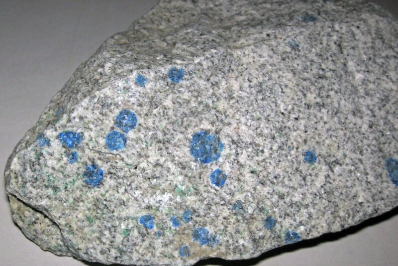 Azurite orbs in granite ('K2 Stone') (Himalayan Mountains of Pakistan) 2