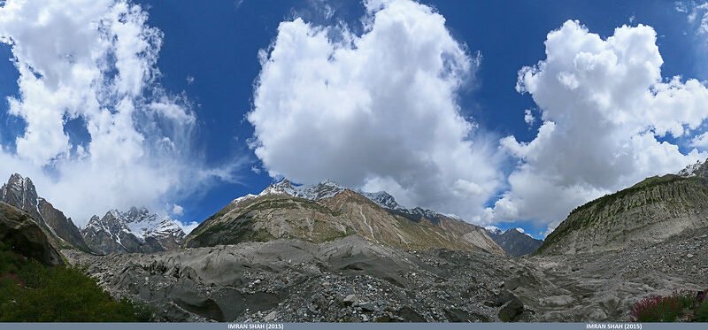 Glacier and Peaks of Mandoszh in Aliabad Pasture